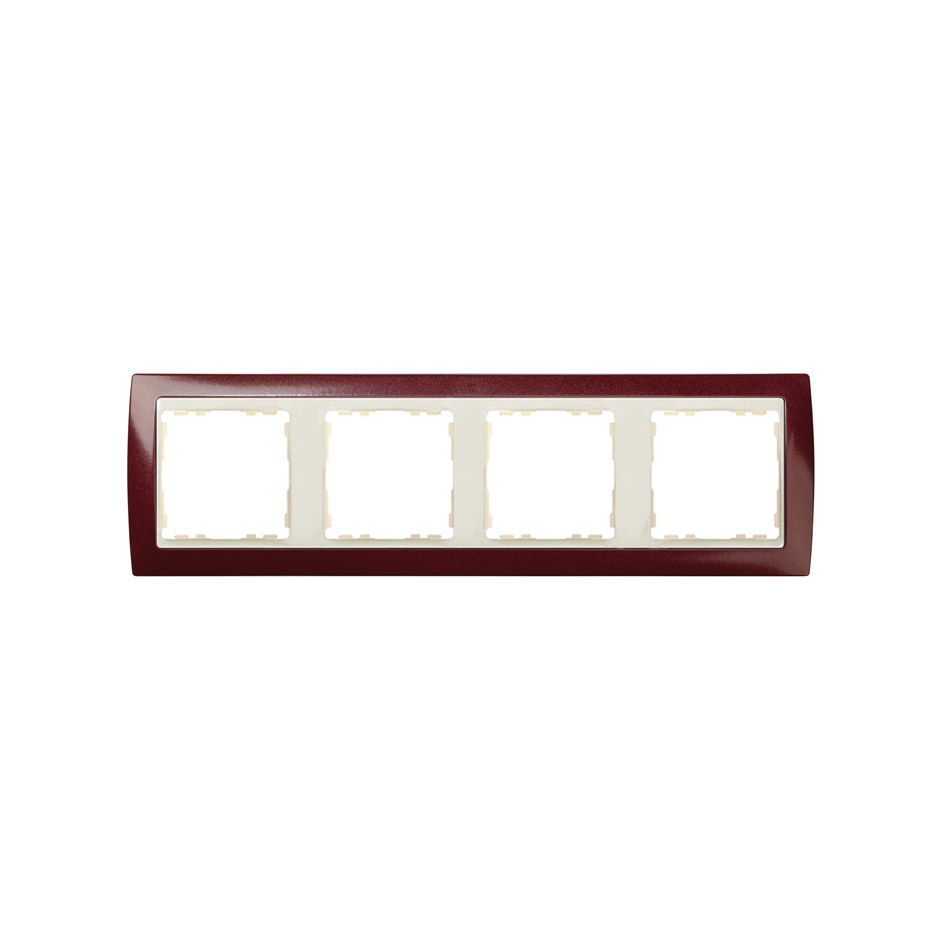 Frame for 4 elements metallic garnet interior ivory Simon 82