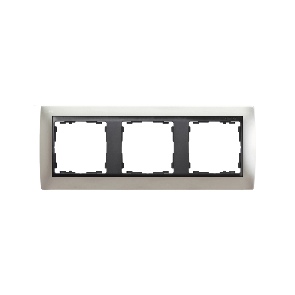Frame for 3 elements matt aluminium interior graphite Simon 82