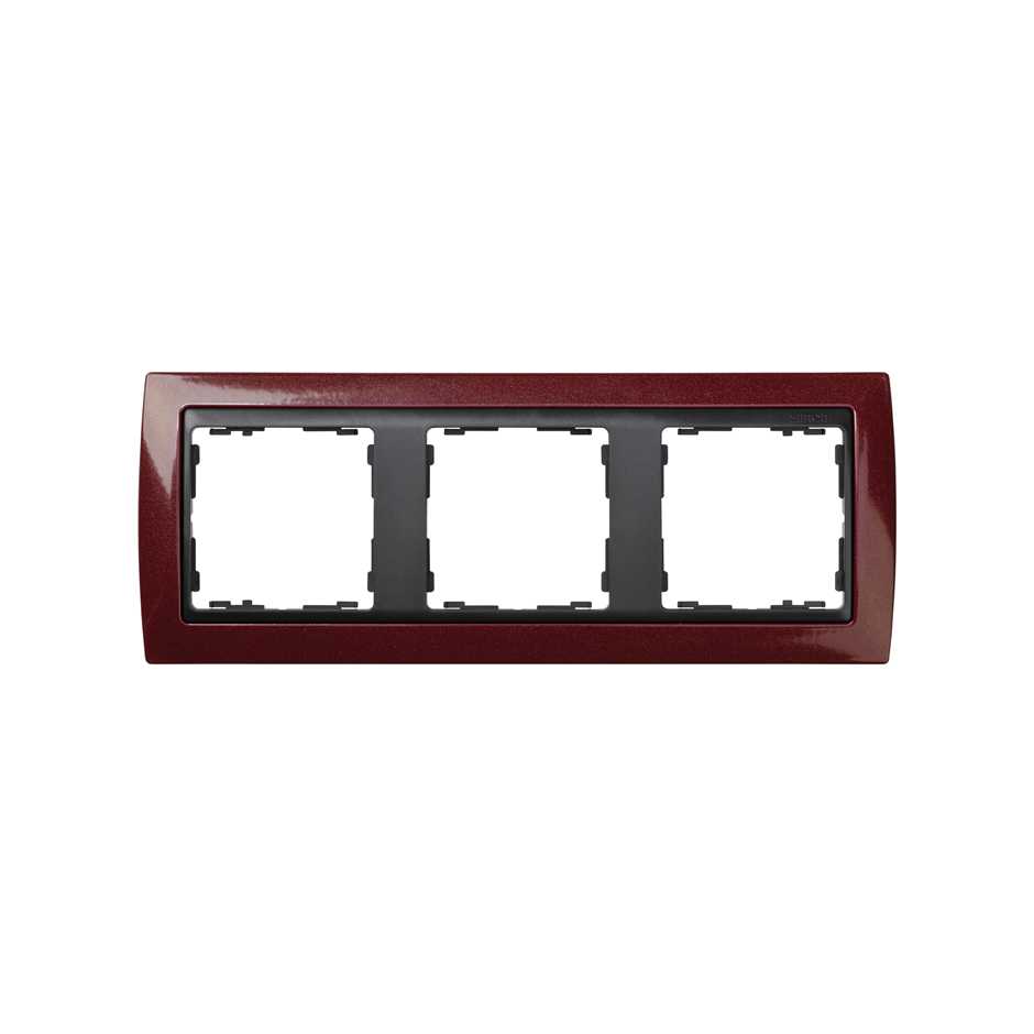 Frame for 3 elements metallic garnet interior graphite Simon 82