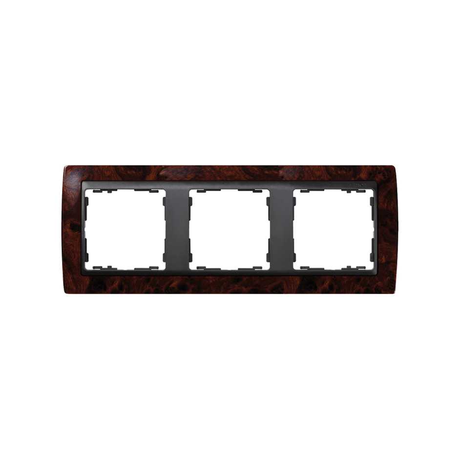 Frame for 3 elements walnut root interior graphite Simon 82