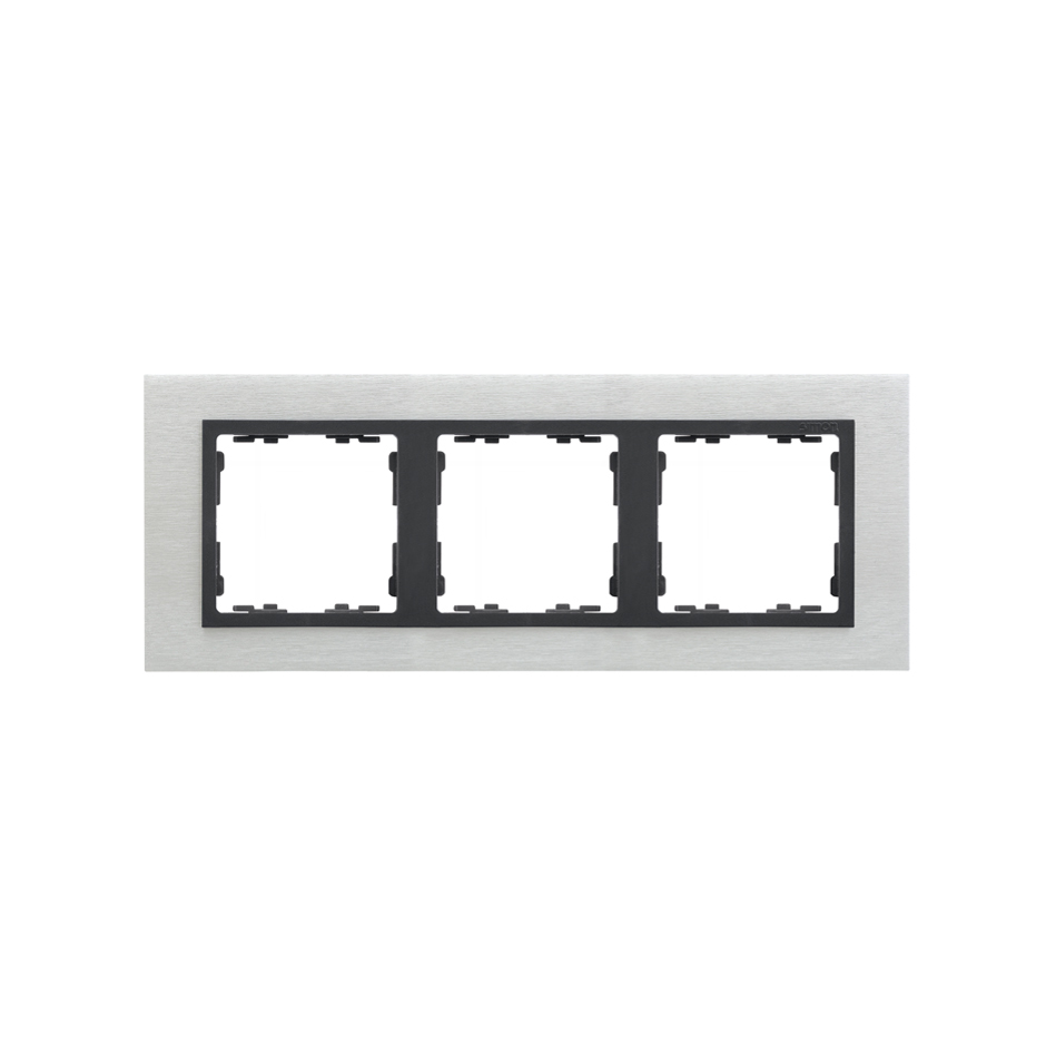 Cadre pour 3 éléments inox mat intérieur graphite Simon 82 Nature
