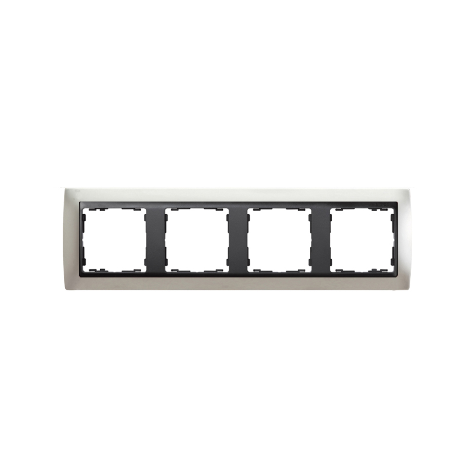 Frame for 4 elements matt aluminium interior graphite Simon 82