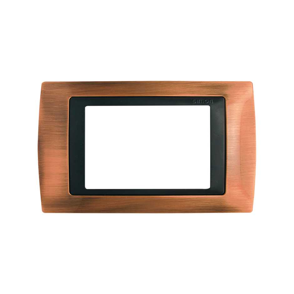 Frame 5 half elements with frame holder 1 row old copper interior graphite Simon 82 Centralisations