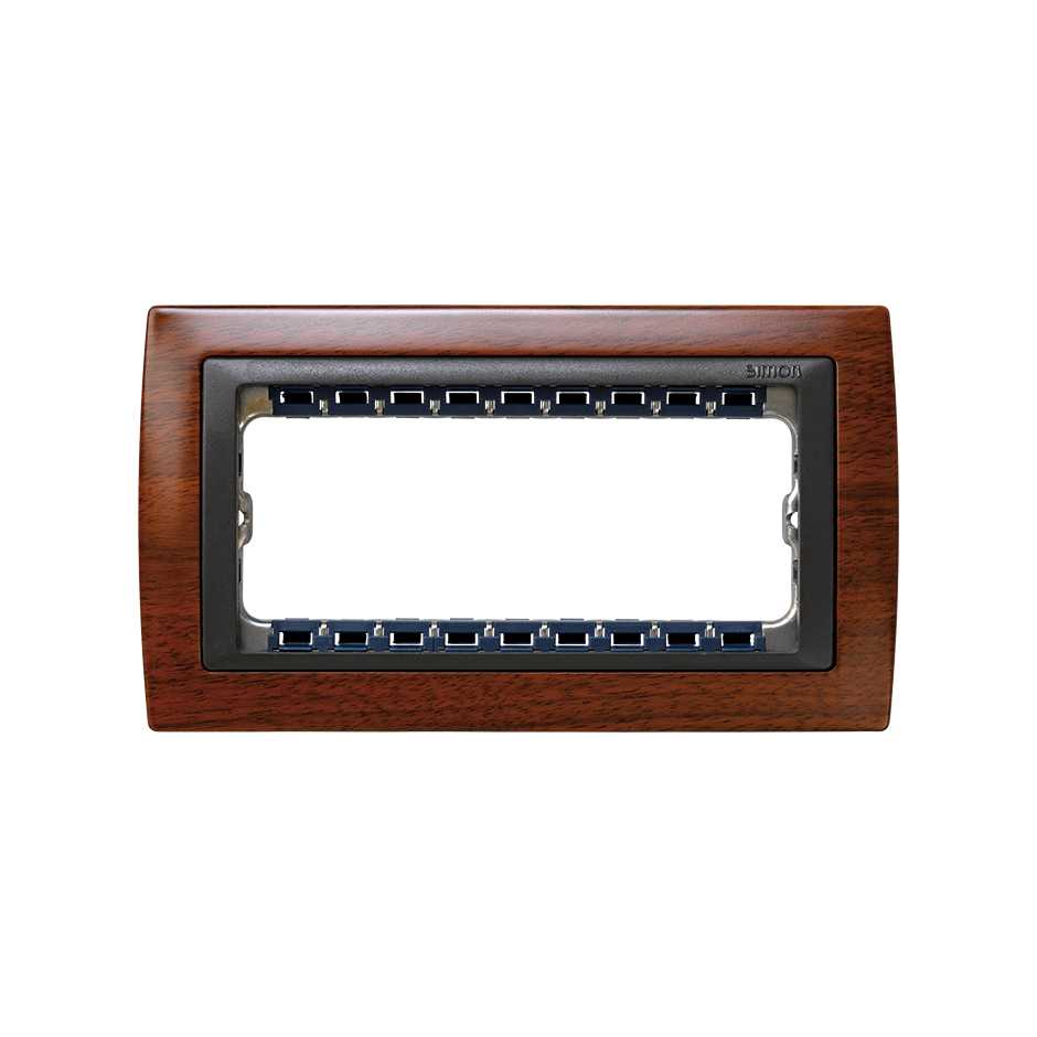 Frame 5 half elements with frame holder 1 row cherry interior graphite Simon 82 Centralisations