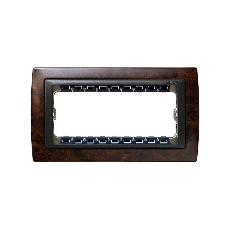 Frame 5 half elements with frame holder 1 row walnut root interior graphite Simon 82 Centralisations
