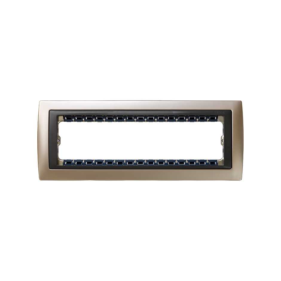 Frame 4 elements with frame holder 1 row matt champagne interior graphite Simon 82 Centralisations