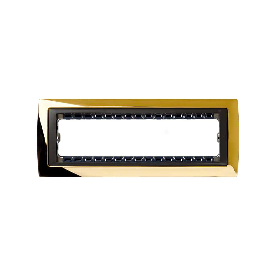 Frame 4 elements with frame holder 1 row gold interior graphite Simon 82 Centralisations
