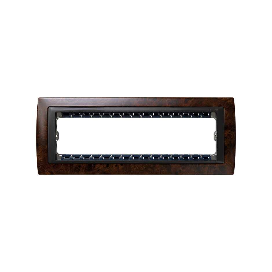 Frame 4 elements with frame holder 1 row walnut root interior graphite Simon 82 Centralisations