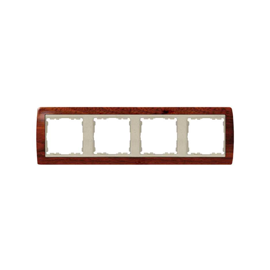 Frame for 4 elements cherry interior aluminium Simon 82