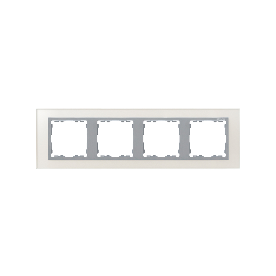 Cadre pour 4 éléments cristal argent intérieur aluminium Simon 82 Nature