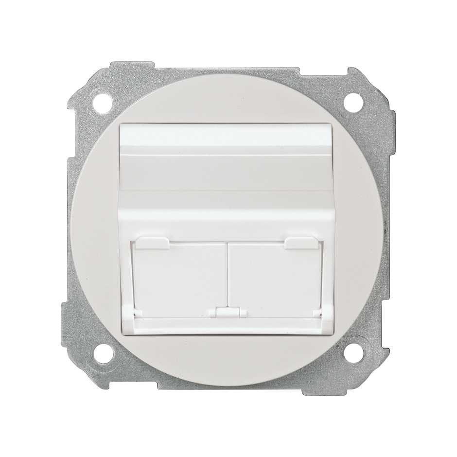 Placa de voz y datos plana con guardapolvo para 2 conectores RJ45 AMP® blanco Simon 88