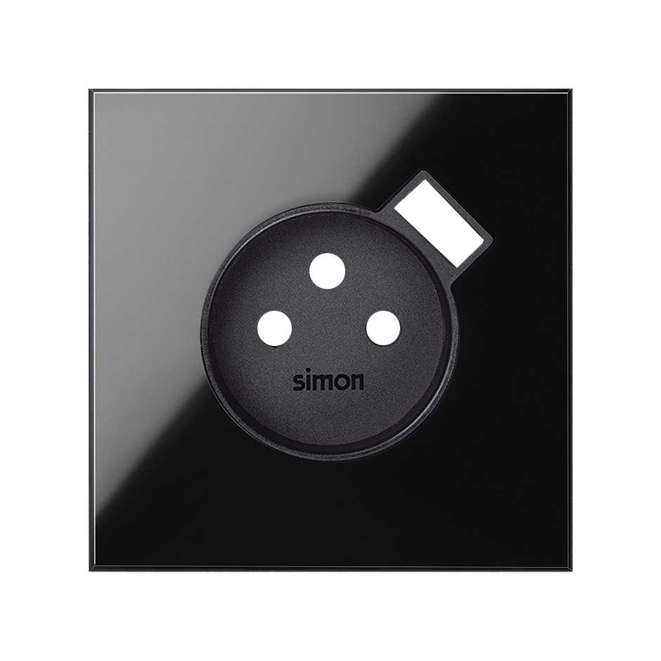 Front face kit for 1 element with 1 2P socket outlet gloss black Simon 100