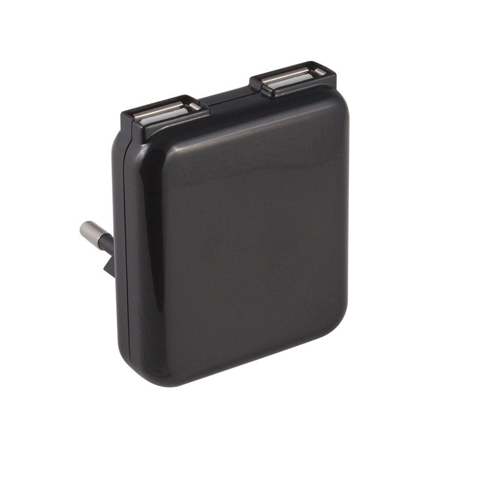 Ficha preta com 2 portas USB de 1 A da Simon Brico