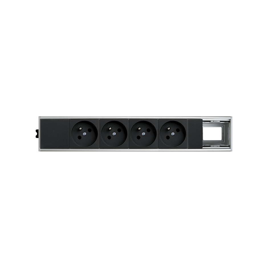 Ofiblock Compact assembled and wired with 4 French sockets and 1 rear hole in the last position