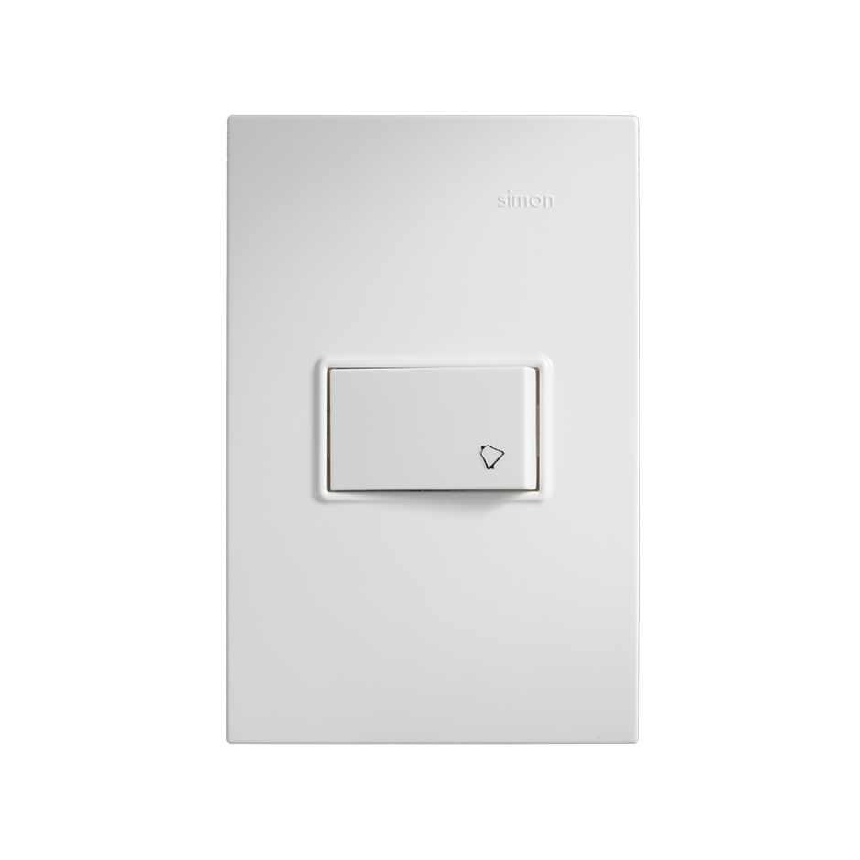 Placa 1 módulo con 1 pulsador unipolar blanco Simon 23