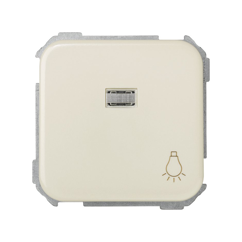 Push-button switch with light symbol 10A 250V~, built-in light and fast terminal connection system ivory Simon 31