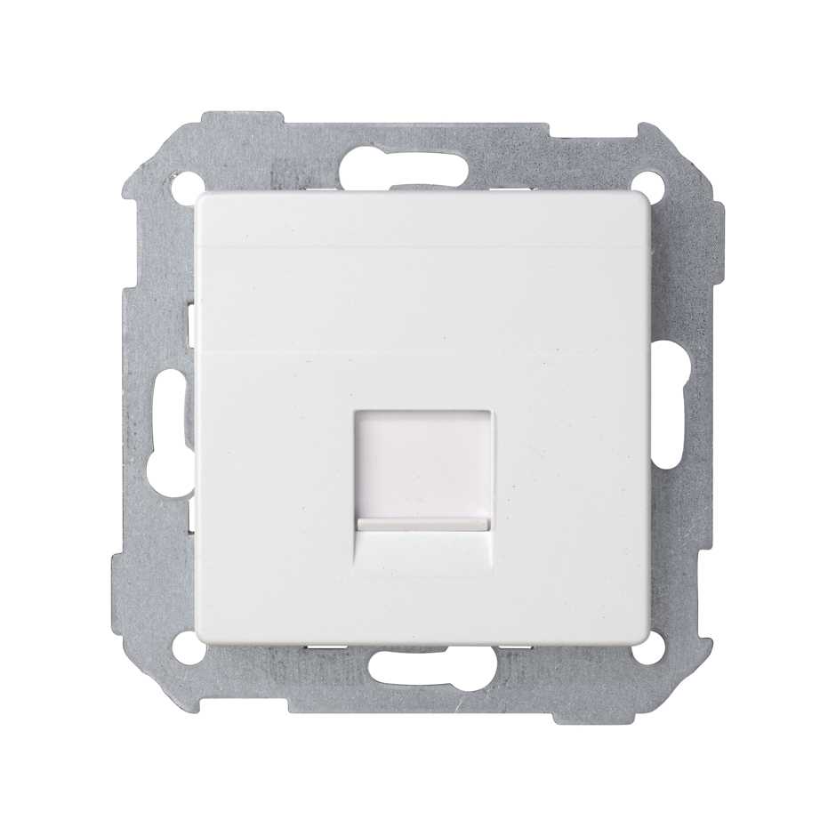 Flat voice and data plate with dust cover for 1 Systimax® RJ45 connector white Simon 82