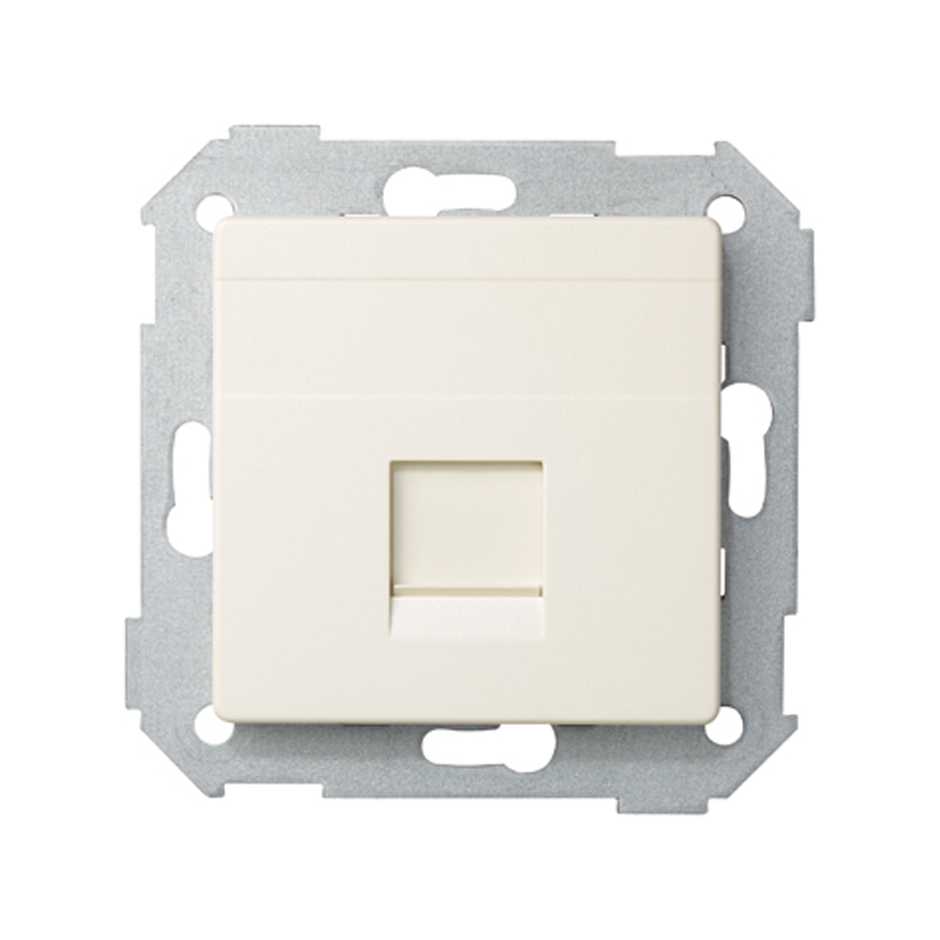 Flat voice and data plate with dust cover for 1 Systimax® RJ45 connector ivory Simon 82