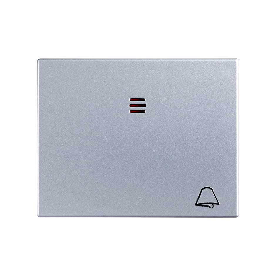 Tecla de 3 módulos con visor y logo de campana aluminio Simon 82
