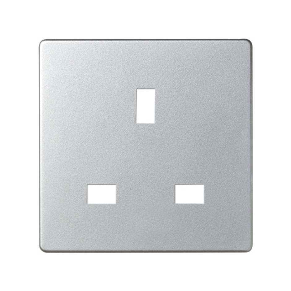 Tapa con dispositivo de seguridad para la base de enchufe británica aluminio Simon 82