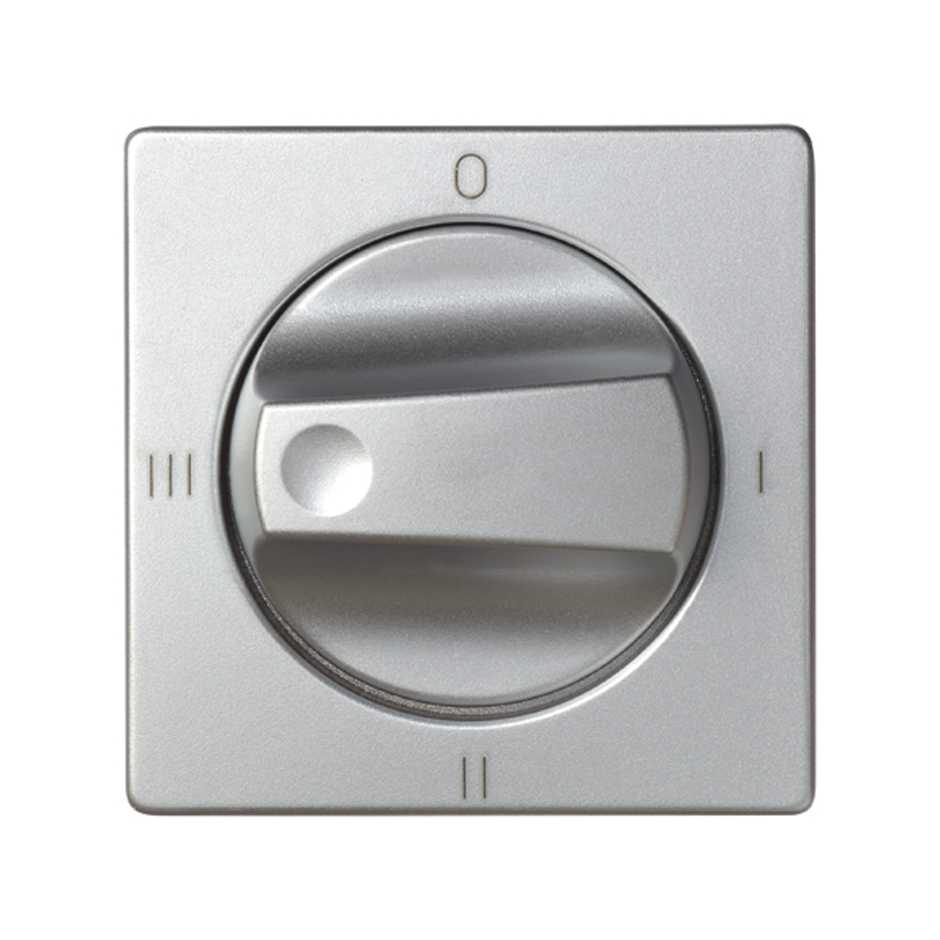 Cover for 2-way rotary switch with 4 positions and 0-I-II-III symbol aluminium Simon 82