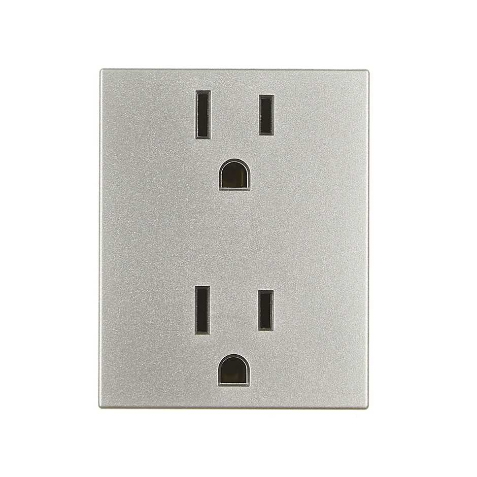 Toma de corriente duplex 2P+T con seguridad 15A 127V~ aluminio Simon 82