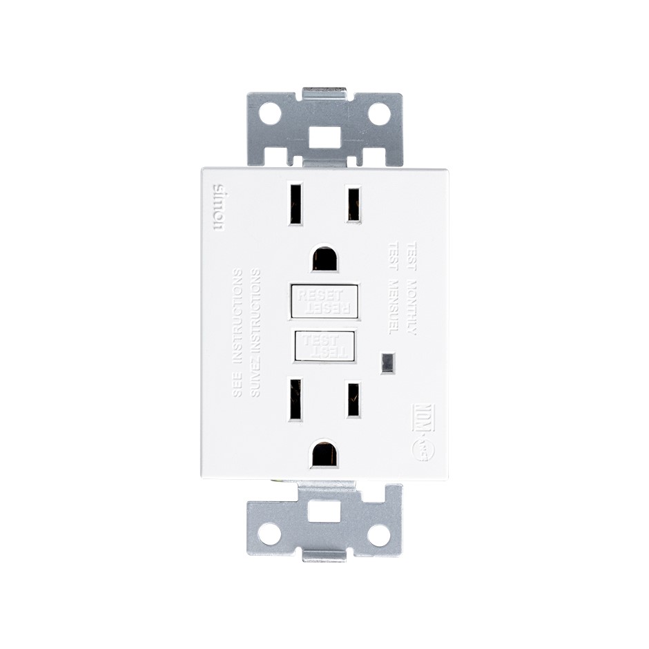 Interruptor de circuito por falla a tierra  GFCI 15A 127V~ blanco Simon 82