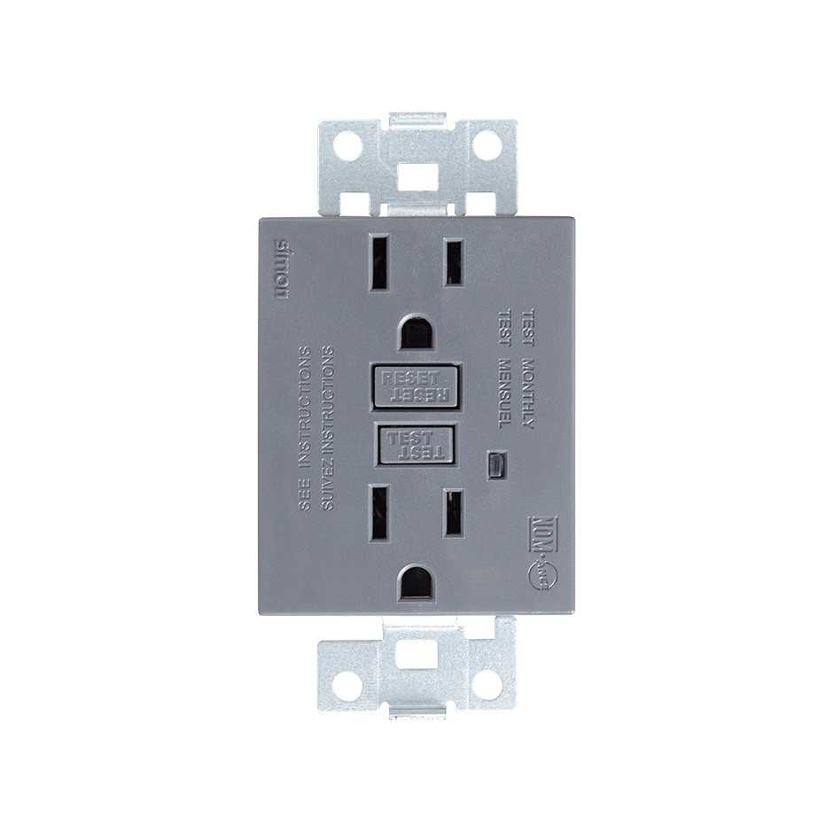 Interruptor de circuito por falla a tierra GFCI 15A 127V~ grafito Simon 82