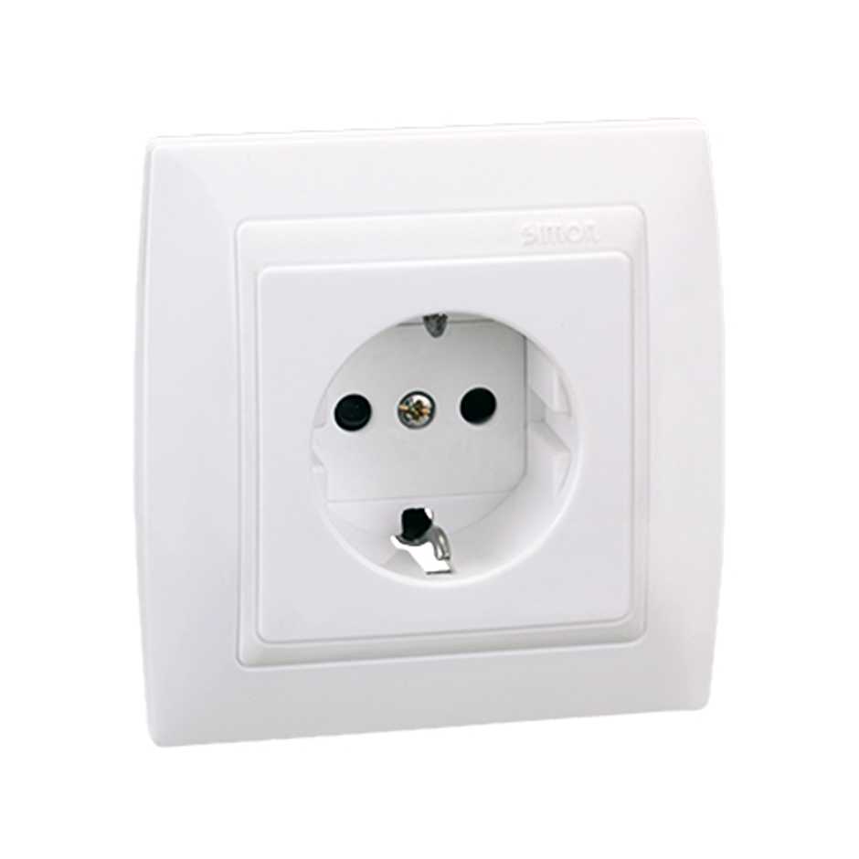 German monoblock socket outlet 16A 250V~ with safety device and screw terminal connection system ivory Simon 82