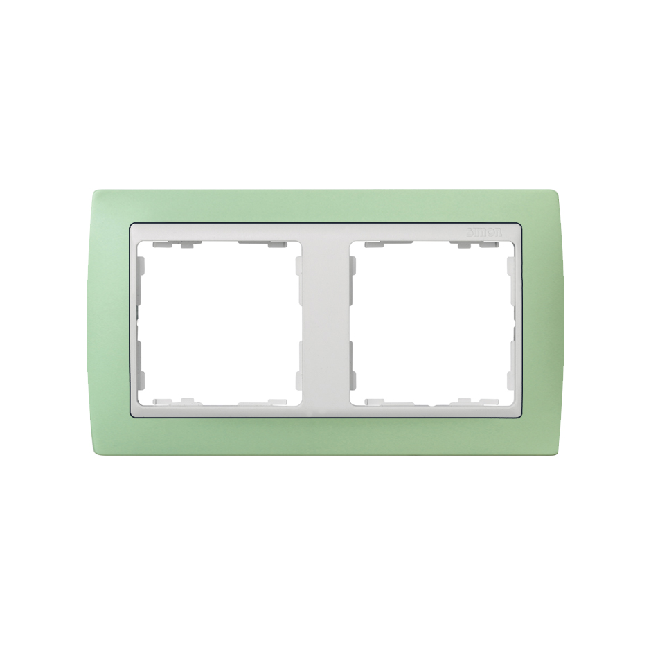 Frame for 2 elements green interior white Simon 82