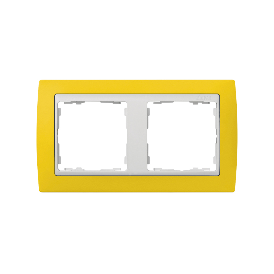 Frame for 2 elements yellow interior white Simon 82
