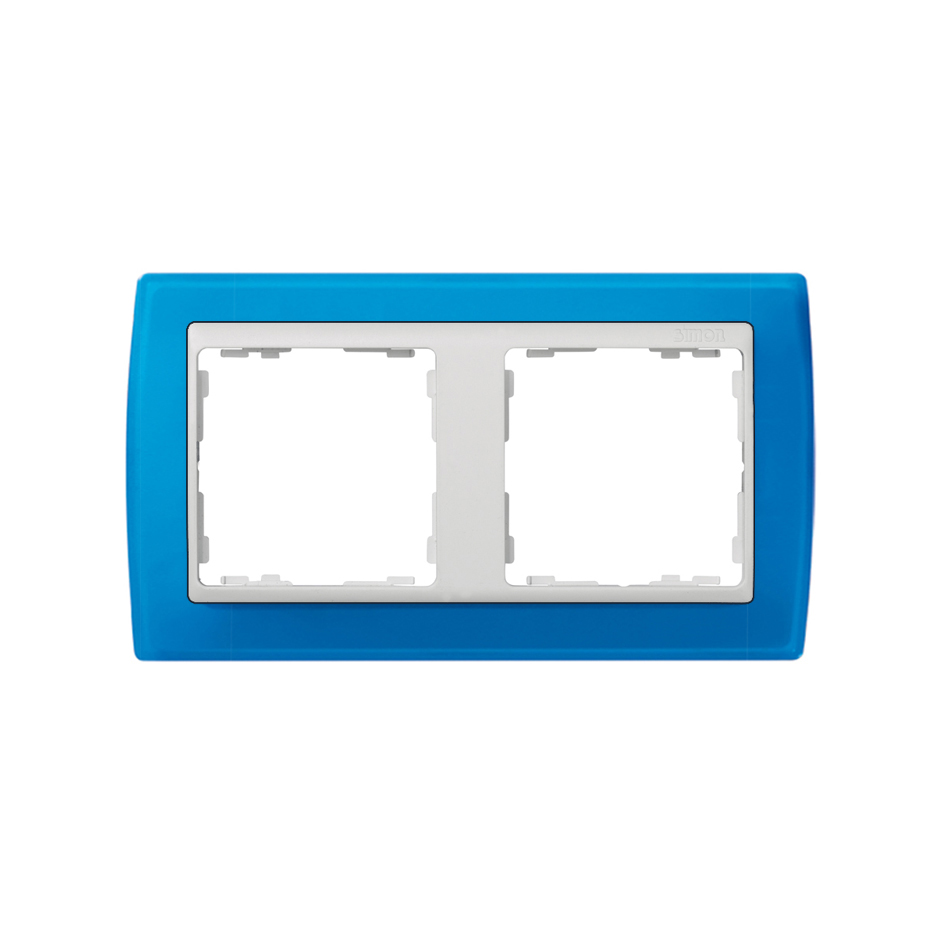 Frame for 2 elements blue translucent interior white Simon 82
