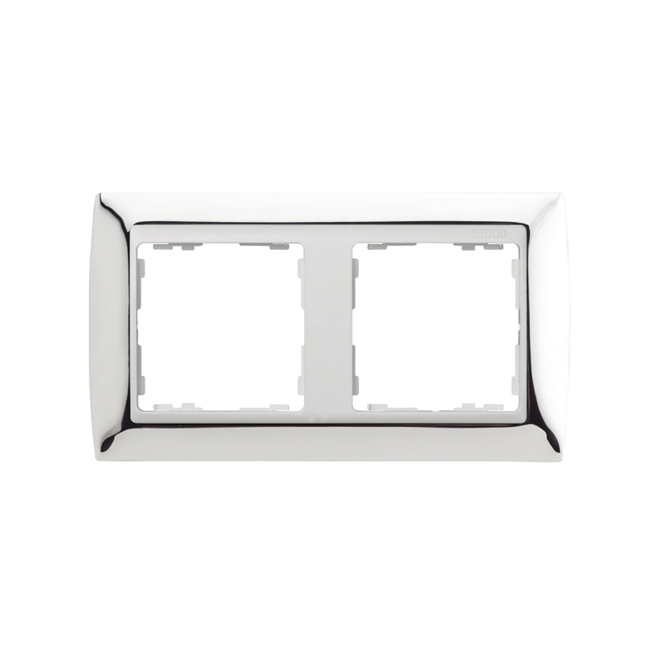 Frame for 2 elements chrome interior white Simon 82