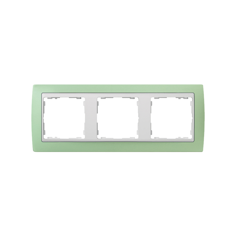 Frame for 3 elements green interior white Simon 82