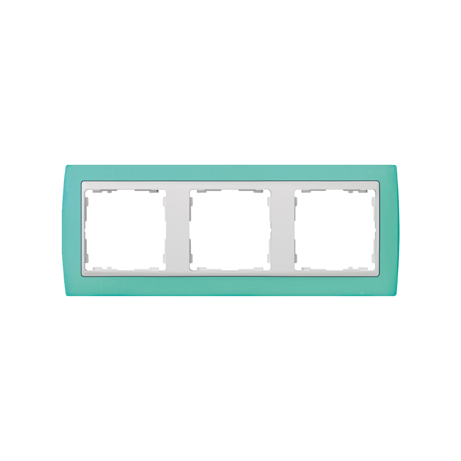 Frame for 3 elements green translucent interior white Simon 82