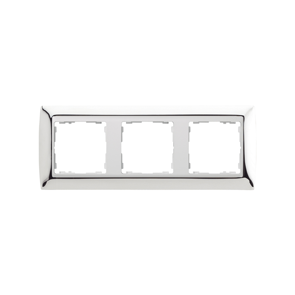 Frame for 3 elements chrome interior white Simon 82