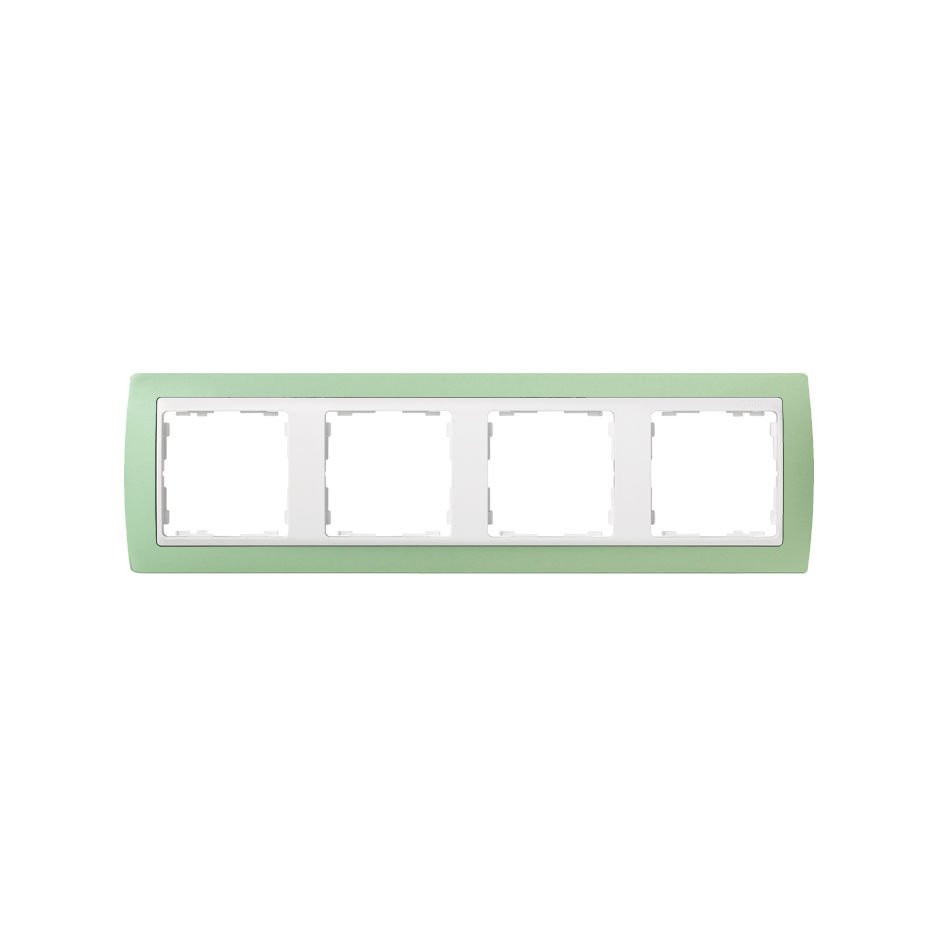 Frame for 4 elements green interior white Simon 82