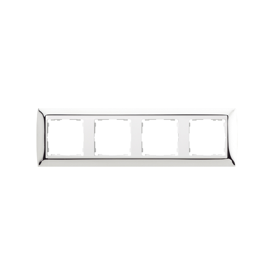 Frame for 4 elements chrome interior white Simon 82