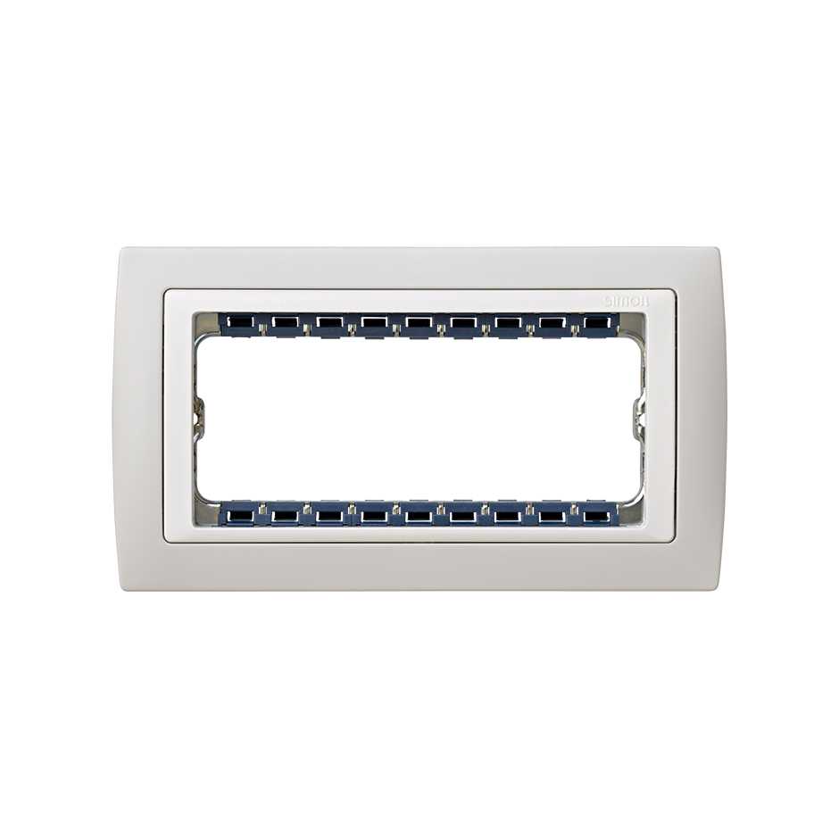Frame 5 half elements with frame holder 1 row grey interior white Simon 82 Centralisations