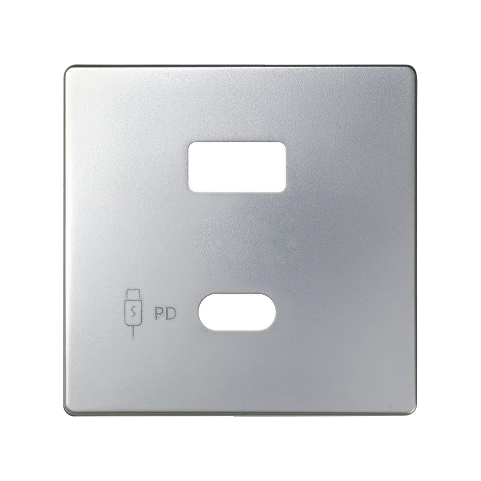 Накладка для зарядного устройства USB A+C цвета алюминий Simon 82