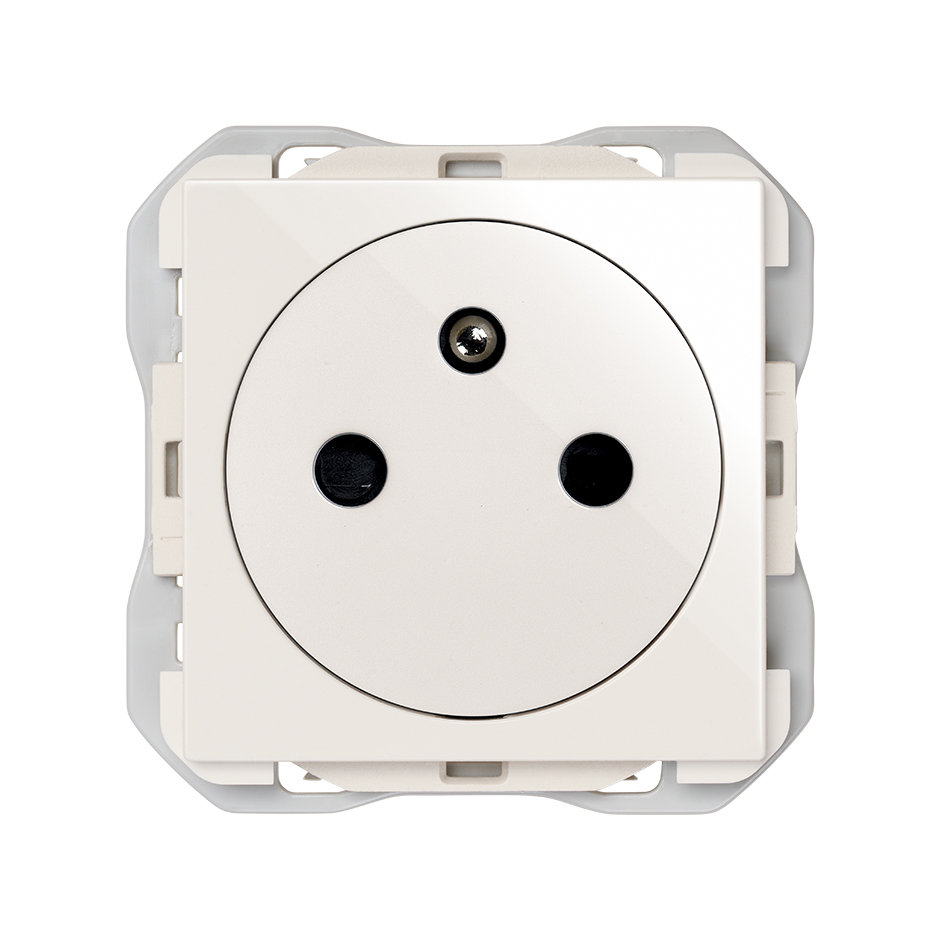 Base de enchufe francesa 2P+T clean modular 16A 250 V~ con sistema de embornamiento a tornillo blanco Simon 270