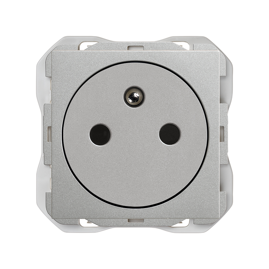 2P+T clean modular socket outlet 16A 250 V~ with screw terminal system aluminium Simon 270