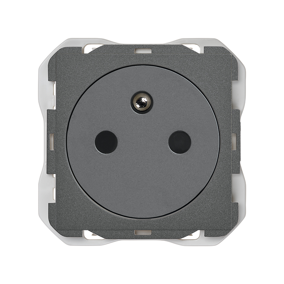 Prise française 2P+T clean modulaire 16A 250 V~ avec système de raccordement à vis titane Simon 270