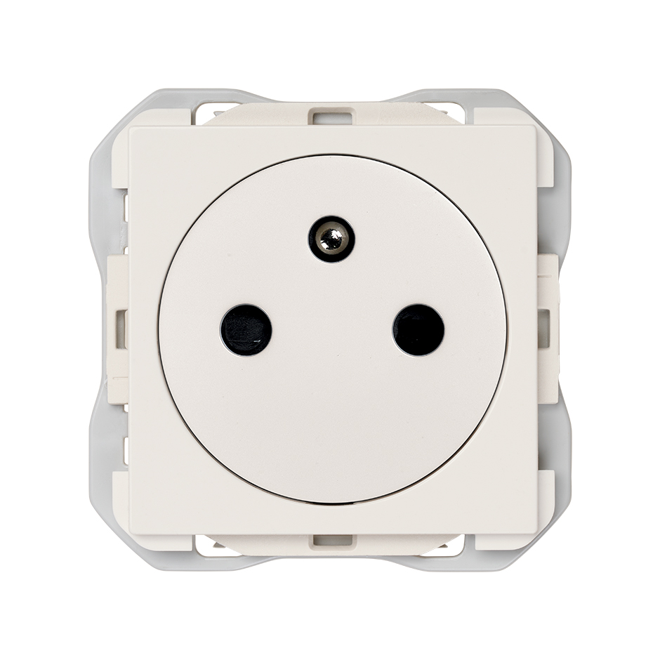 Base de enchufe francesa 2P+T clean modular 16A 250 V~ con sistema de embornamiento a tornillo blanco mate Simon 270