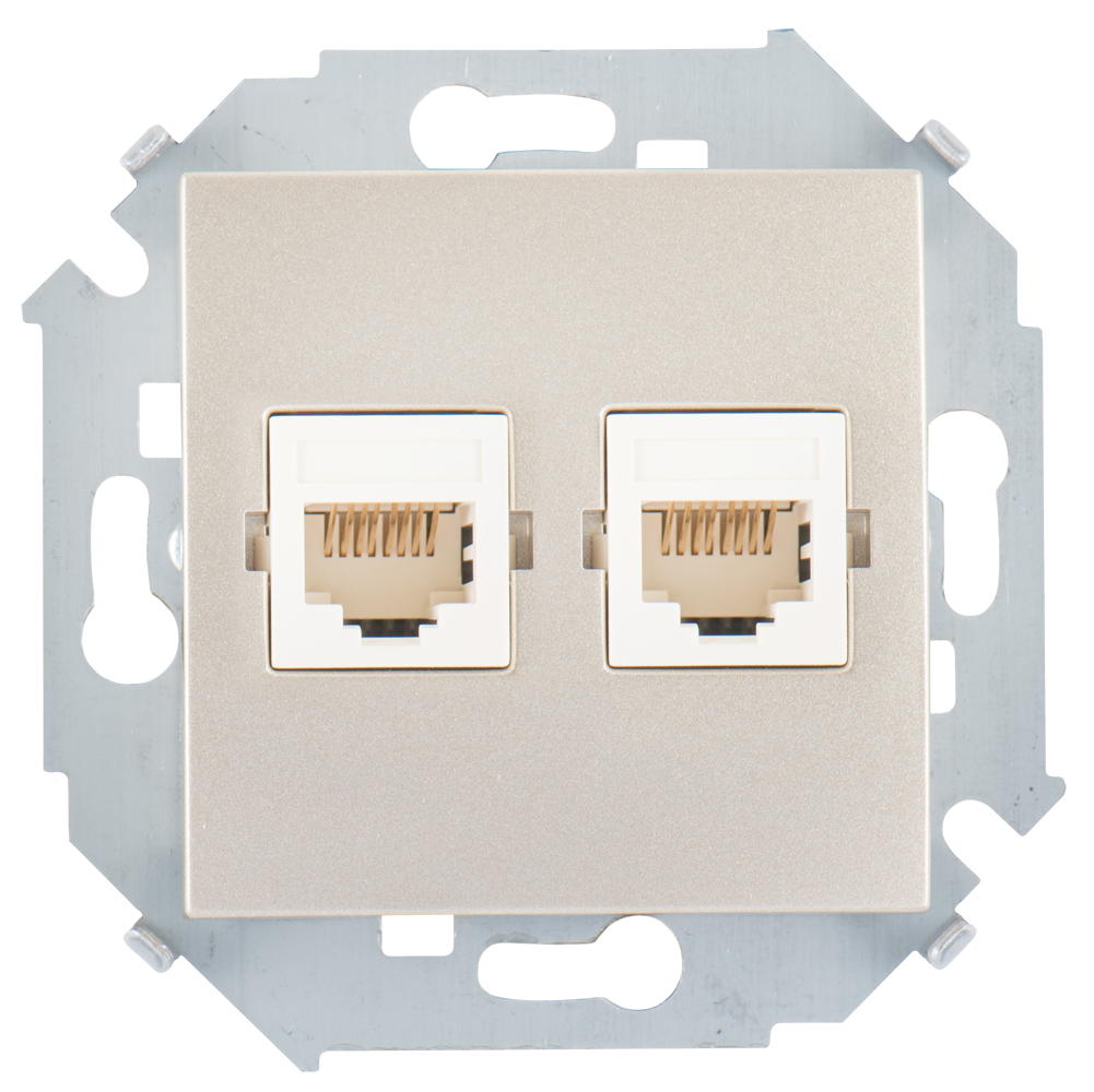 Розетка для передачи данных 2xRJ45 Cat.5e UTP (Systimax) цвета шампань Simon 15