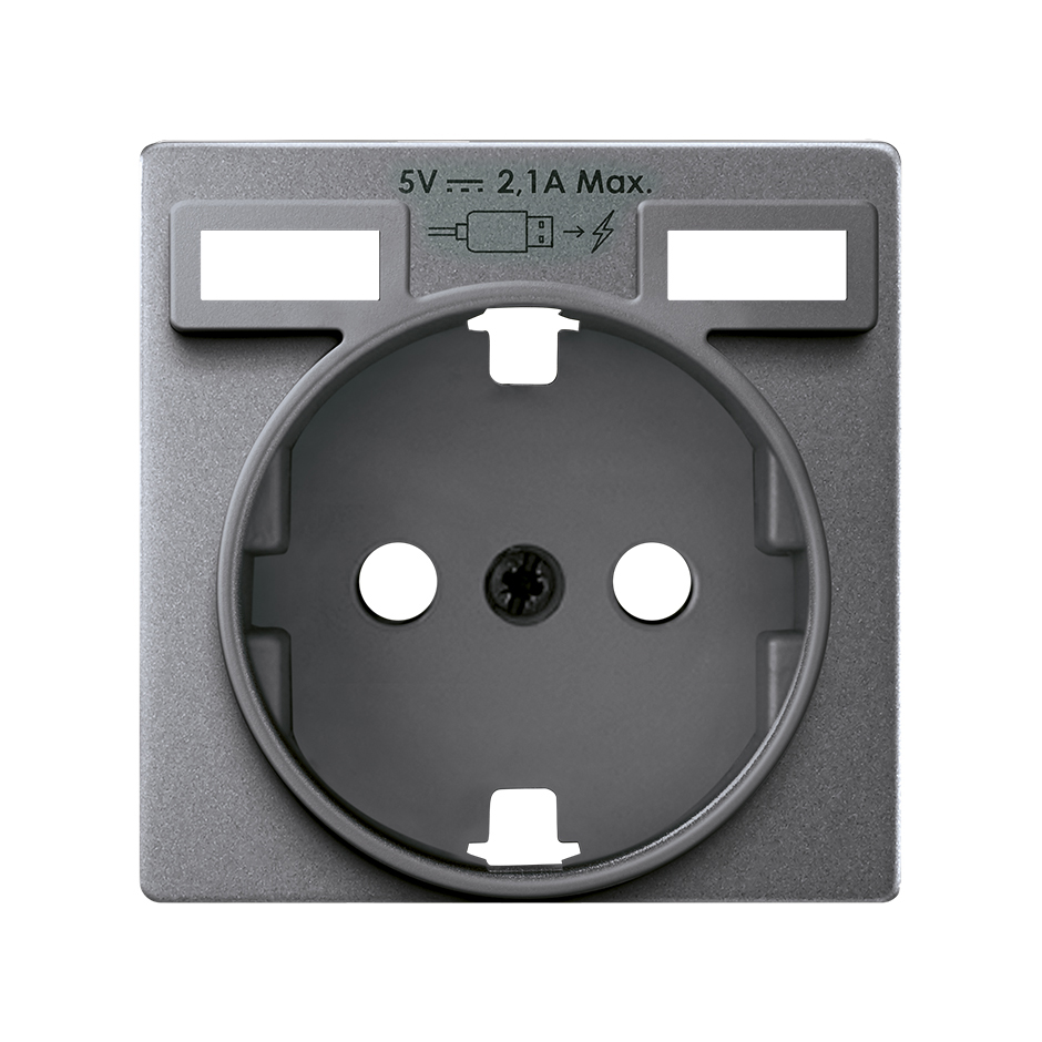 Couvercle pour prise schuko avec 2 chargeurs USB type A 10,5W aluminium froid Simon 82