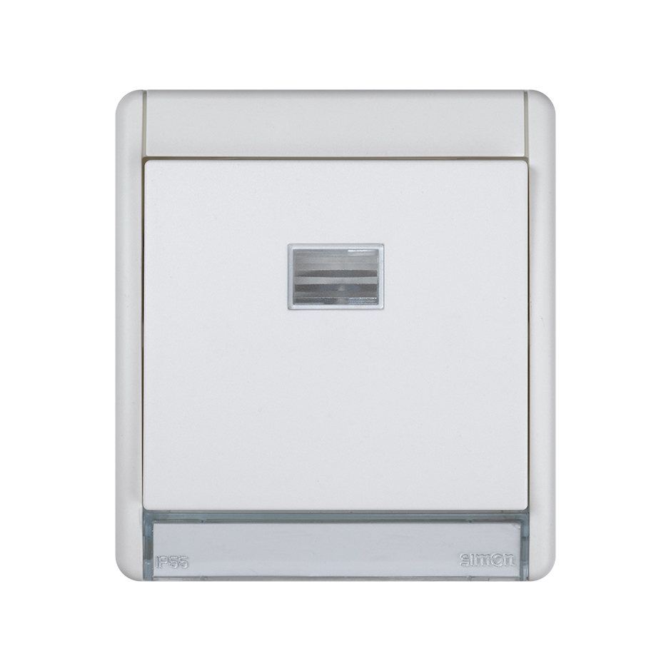 Poussoir composable IP55 10AX 250V~ avec voyant intégré et système de connexion rapide blanc Simon Aqua