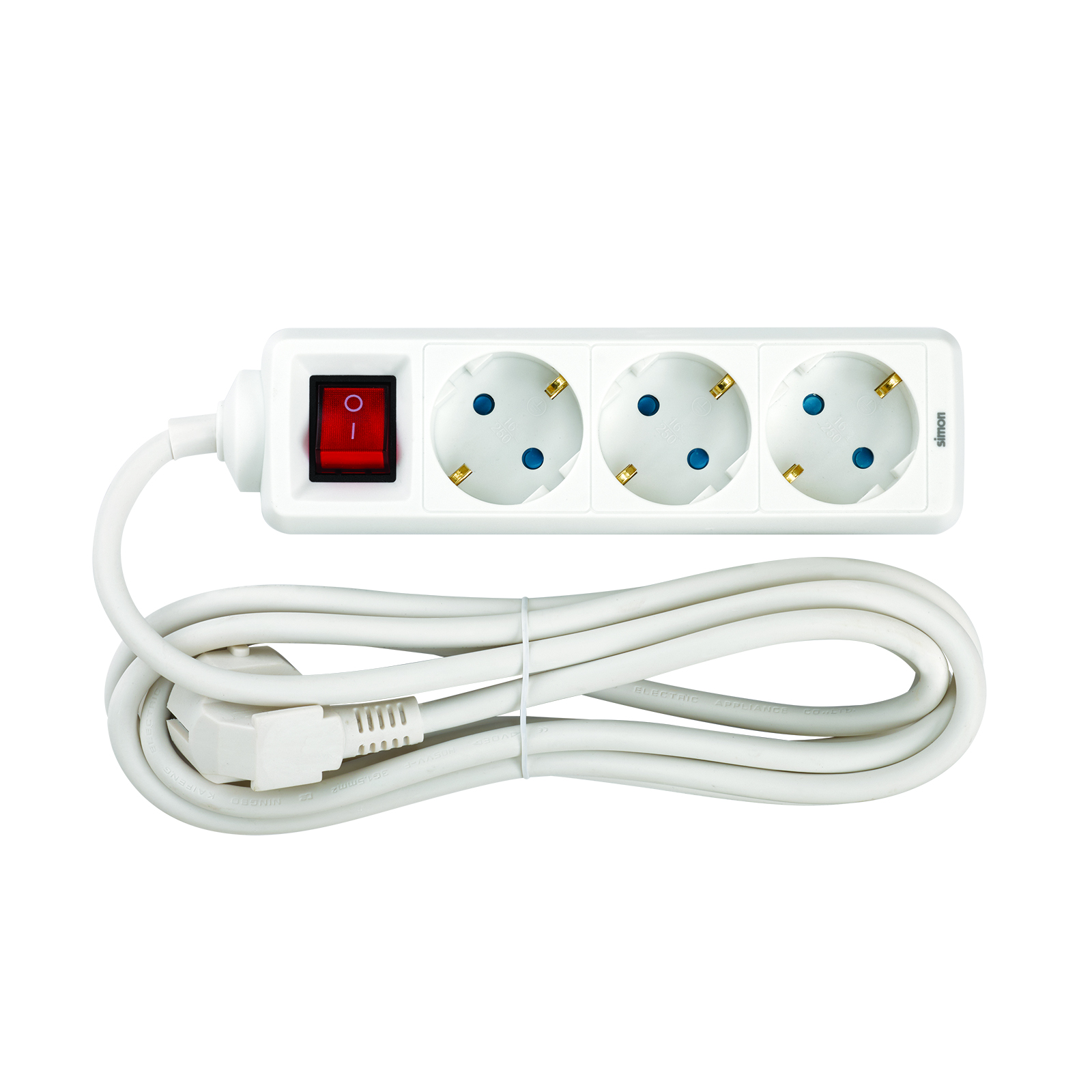 POWER STRIP 3 SCHUKO SOCKETS WITH SWITCH 3M 3G1.5 WHITE