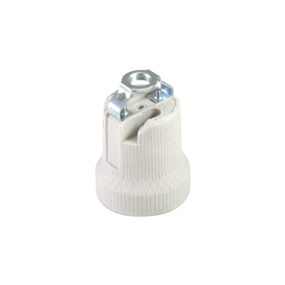 Porta-lâmpadas em porcelana E-27 branco da 
