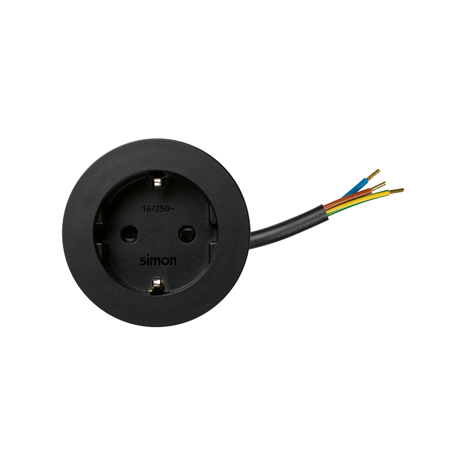 Kit Flash 60 consisting of schuko power socket end in free-end connector black Simon 400